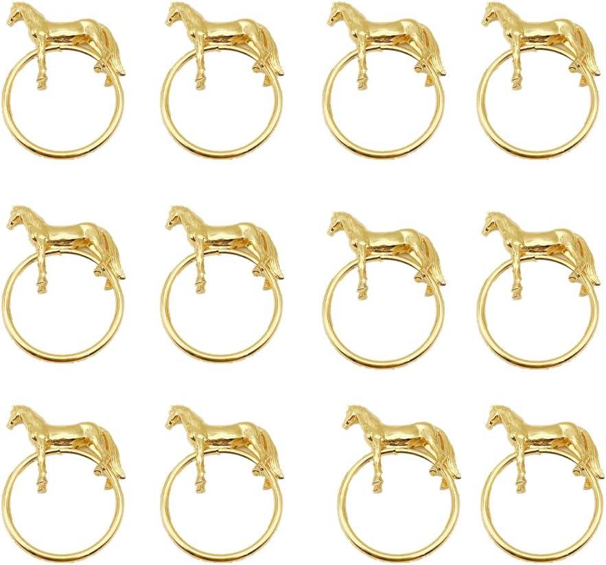 Standing Horse Shape Napkin Ring Metal Napkin Buckle Napkin Hotel/Hotel Supplies Napkin Rings Set of 12 - Gold