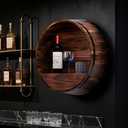 Whiskey Barrel Decor, Bourbon Whiskey Barrel Shelf, Wall Mount Wine Rack, Rustic Wine Rack Wood for Vintage Wine Bar and Home Dcor (Small)