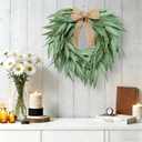 20" Heart-Shaped Artificial Eucalyptus Wreath - Eco-Friendly Lifelike Foliage, Small Florals & Burlap Bow | Spring Summer Farmhouse Decor, Year-Round for Front Door, Wall, Wedding Arch, Indoor Outdoor