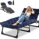 DoCred Heavy Duty Chaise Lounge Chair, Adjustable 5-Position Folding Chaise Lounge Chairs for Outside, Portable Lay Flat Beach Lounge Chair for Outdoor Sunbathing Beach Pool Lawn Camping