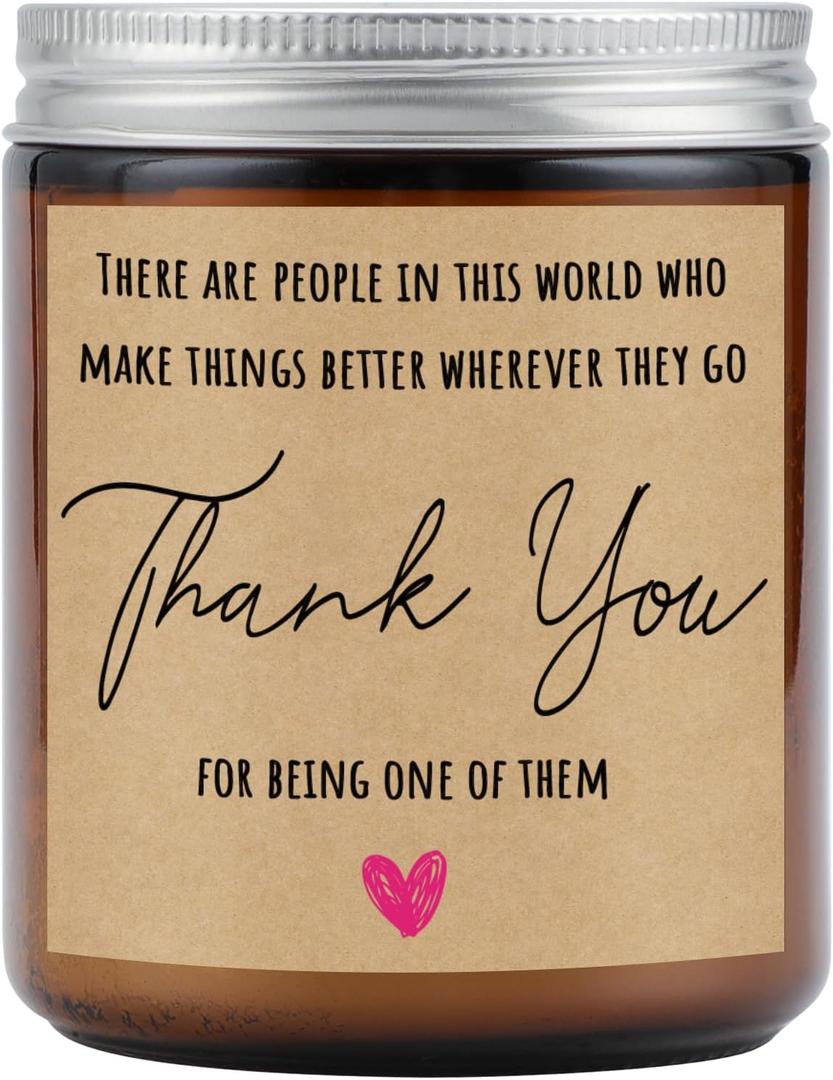 KAAYEE Thank You Gifts for Women & Men, Employee & Teacher Appreciation, Farewell & Retirement Gifts for Coworker & Boss, Lavender Natural Soy Wax Scented Candles (7oz), Pink