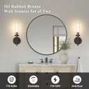 SANTOSTOCK Oil Rubbed Bronze Wall Sconces Set of Two, Bathroom Wall Sconces Vanity Lights with Clear Glass Shade, Modern Farmhouse Wall Mount Lights for Mirror Bedroom Living Room Stairwell Hallway