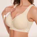 Seamless Bras for Women, Front Closure Post Surgery Mastectomy Recovery Jelly Soft Comfort Support Bralettes (Black, M)