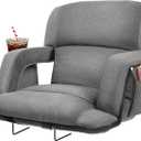 Extra Wide Bleacher Chairs with Back and Cushion Folding Stadium Chairs, Sofa Style Design 6 Reclining Positions Waterproof Bleacher Seats (1, Grey, Wide-26in)