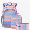 Cute Girls Backpacks with Lunch Box for Kids Candy Gradient Glitter Kawaii School Book Bag for Age 4-6 6-8 8-10 for Primary Kindergarten Elementary Pre School Aesthetic Lightweight Mochila Para Niñas, Color: Bubbles