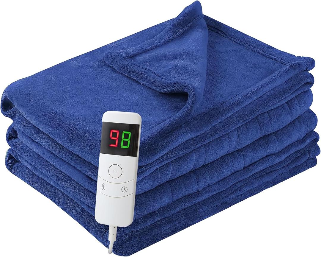 Kosydown Heated Electric Blanket Throw Size 50"x 60" Heating Thow Blanket Soft Warm Thick Bed Blanket for Cold Winter 5-Position