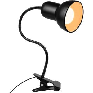 Desk Lamp, 360 Rotation Clip On Reading Light - Gooseneck Lamp with Cable, Portable Clamp Light for Bedroom, Office, Home Lighting, Black (Plug in)