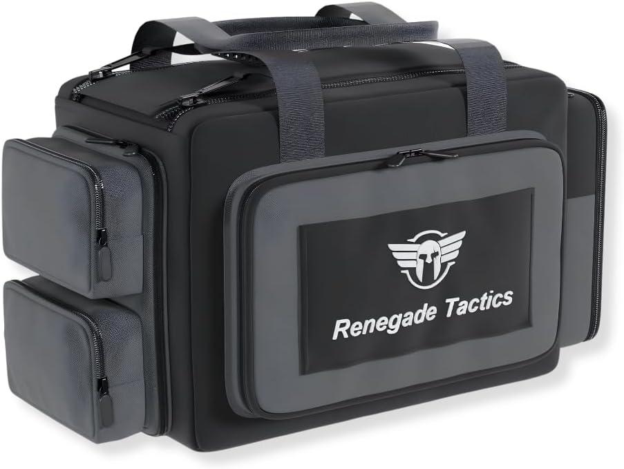 Tactical Range Bag for Rifles & Pistols, Heavy Duty 900D Gun Range Bag with Removable Velcro Dividers, Sand-Fill Shooting Rest, Magazine & Ammo Storage Organizer, Lockable Zippers, 19" long x 4" wide x 9" tall