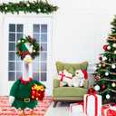 Christmas Porch Goose Outfits,2 Pcs/Set Toy Soldier Style Goose Clothes with Pointed Hat and Gift Box Fits 23" Lawn Goose Statue,Green Christmas Outdoor Goose Costume,Yard Patio Garden Xmas Decor