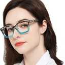 MARE AZZURO Large Reading Glasses Women Retro Square Readers 1.0 1.25 1.5 1.75 2.0 2.25 2.5 2.75 3.0 3.5 4.0 5.0 6.0 (03 Black+blue)