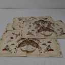 Artoid Mode Beige Poppy Moth Moon Placemats Set of 4, 12x18 Inch Floral Spring Table Mats for Outdoor Home Party Kitchen Dining Decor 
