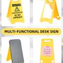 7 x Caution Overstimulated Do Not Approach Office Decor, Funny Desk Sign for Women Coworkers, Valentines Day Gag Gifts for Tax Season, Sarcastic Desk Accessories, Phone Holder with Mirror