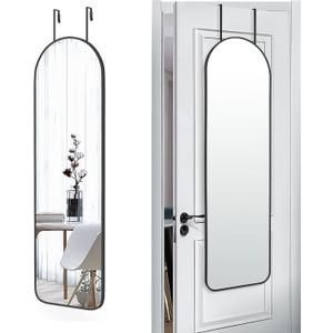 SCWF-GZ 47x14 Mirror Full Length Back Door Hanging or Wall Mounted Aluminum Metal Frame Arch Mirrors for Entryway Bedroom Bathroom Dressing Living Room 47 14 inch Black