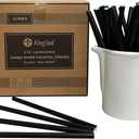 3 x 500 Count | Kingseal FSC Certified Paper Cocktail Straws, Stirrers, Unwrapped, 5.75 Inch Length x 6mm Diameter, BLACK, "Jumbo" Size, Biodegradable, Earth Friendly, Bulk Pack - 1 Box of 500