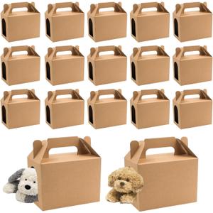 24 PCS Adopt a Puppy Favors Boxes with Windows, Foldable Kraft Paper Candy Gift Boxes Decorations for Gift Giving, Dog Birthday Party Favors, 5.5 x 3.5 x 3.5 Inch (Dolls Not Included)