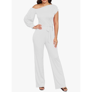 DeftSharp 2025 Women's Sexy Cocktail Party Clubwear Casual Working Rompers Club Back Zip Belt Long Jumpsuit M