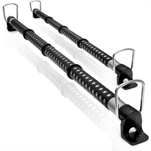 Zento Deals 2 Pack of Heavy Duty Expandable Clothes Bars Car Hangers Rod- Convenient Classic Black Combines with Strong Metal and Rubber Grips and Rings