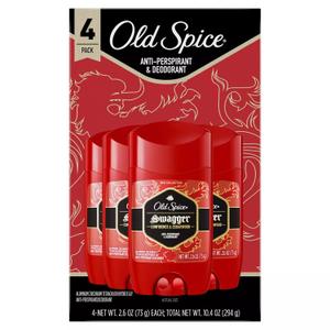 Old Spice Swagger Invisible Solid Antiperspirant Deodorant for Men, 2.6 Oz, 4 Pac
