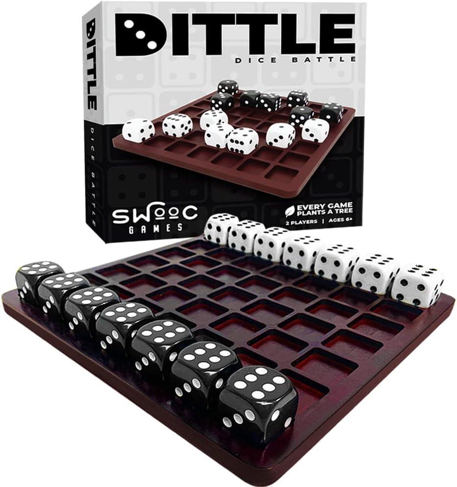 Dittle- Dice Battle | 2 Player Dice Games for Adults | Adult Board Games for 2 Players | Best Two Player Game for Adults | Two Person Wooden Coffee Table Fun | Bar Game for Adult Indoor Tabletop