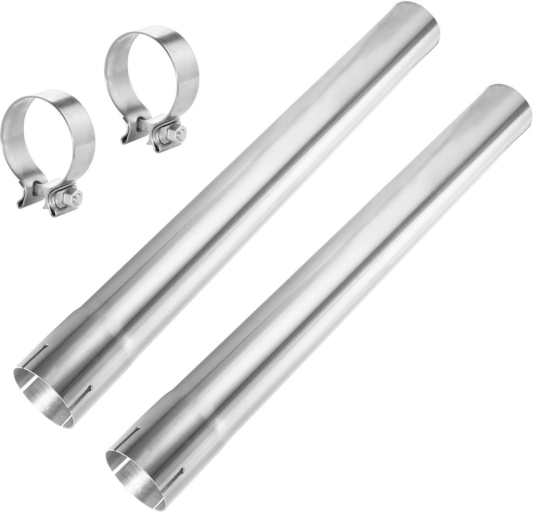 3 Inch ID Exhaust Pipe Stainless Steel Straight Exhaust Tubing with Clamp, Tailpipe 3"/76mm ID, 22.8"/580mm Length Exhaust Tube DIY Pipe Universal Fit (2 PSC, 2 Clamps)