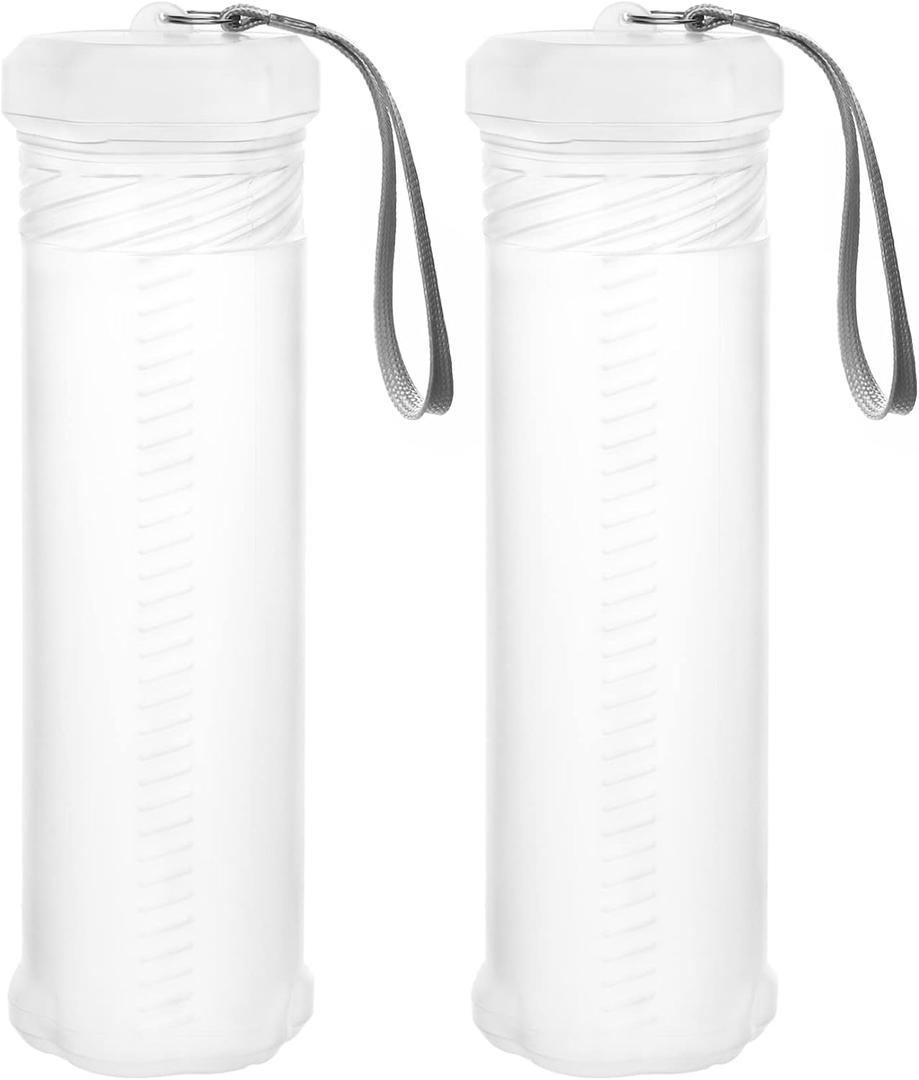 QWORK Extendable Artist Storage Tube - Durable Plastic, 2 Pack Adjustable Length 8.5" to 15", 2.4" Width, Translucent with Carrying Lanyard for Brushes, Pens & Watercolor Supplies