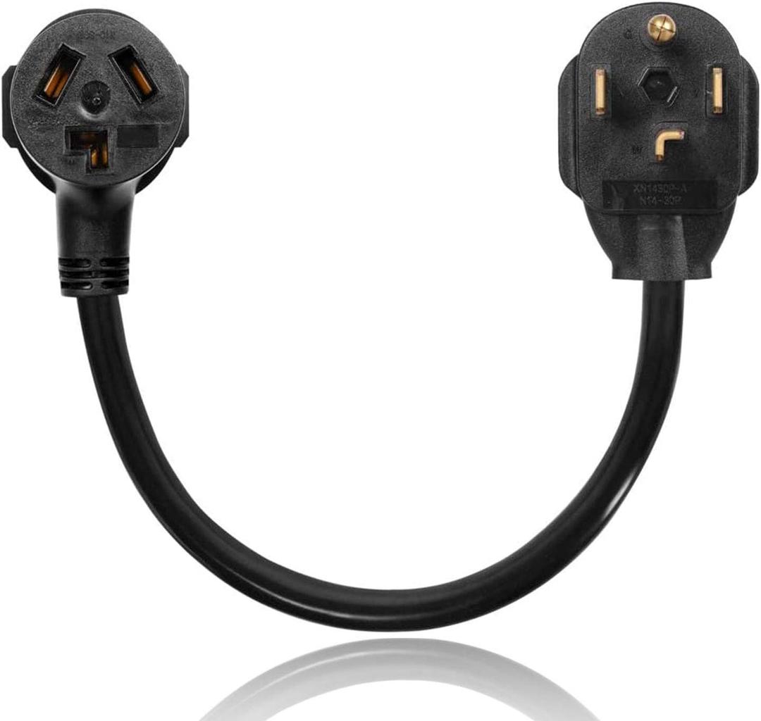 3 Prong to 4 Prong Dryer Adapter Cord, 1.5FT NEMA 10-30P to 14-30R Dryer Power Adapter Dryer Only, No Voltage Conversion, for Old Homes to New Dryers
