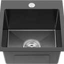 15 x 17 Inch Kitchen Bar Sink Drop In,304 Stainless Steel Handmade Single Bowl Topmount Kitchen Sink, Black