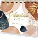 2 x 2026 Desk Calendar - Standing Flip 2026 Desktop Calendar from Jan 2026 - Dec 2026, 10" x 8.3", Memo Pages, Stand up Desk Calendar with Strong Twin-Wire Binding, Blank Blocks, Premium Paper