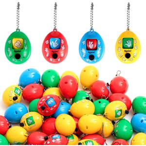 Skylety 50 Pcs Rock Paper Scissors Random Toy 2 x 1.5 Inch Mini Random Rock Paper Scissors Game Egg Toy Keychain Prop for Christmas Party Favor Goodie Stocking Stuffer Gift, 4 Color, No Battery Needed