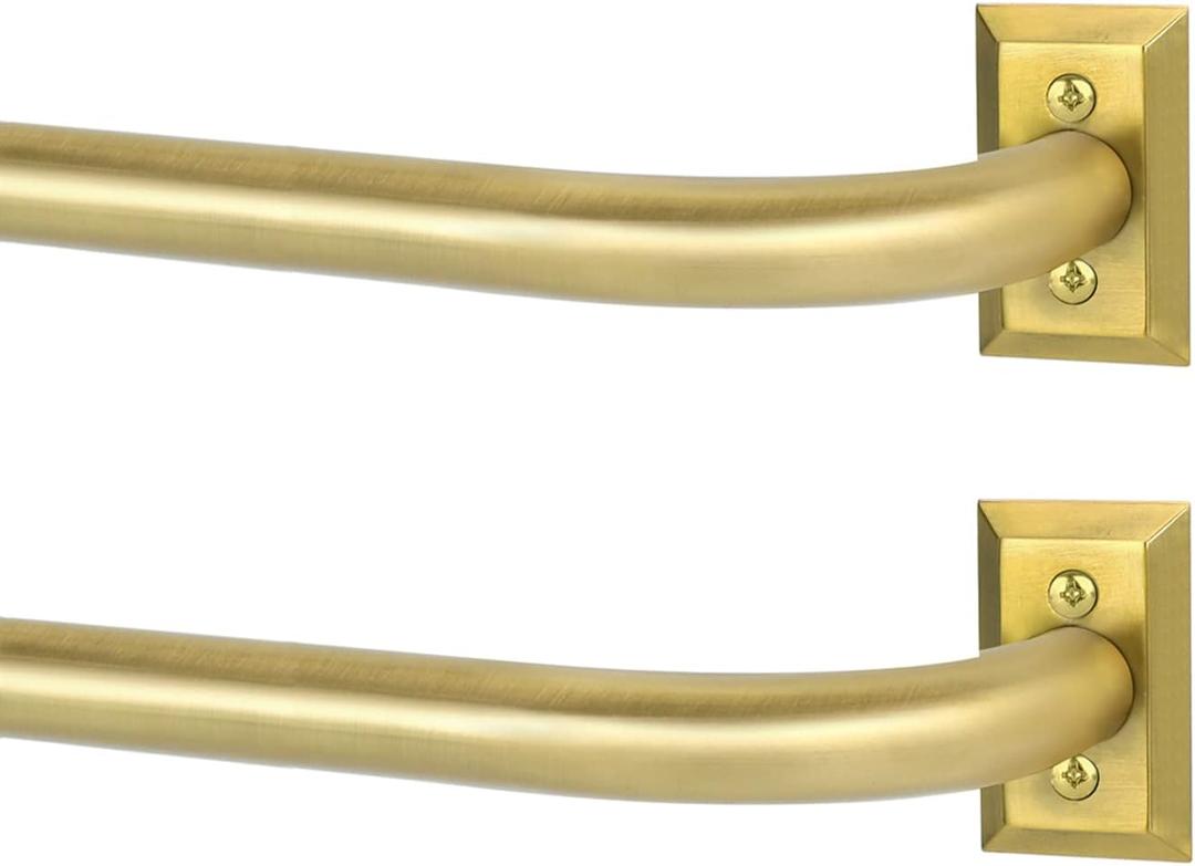 Gold Wrap Around Curtain Rods 2 Pack:Blackout Heavy Duty Adjustable Window Curtain Rod for Bedroom Kitchen,Modern Decorative Curved French Metal Drapery Rods Easy Install,Brushed Gold 28-48" (28-48" & 2pack, Brushed Gold)