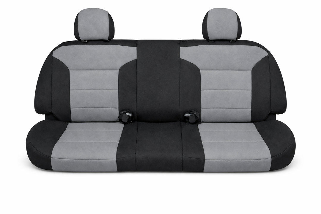 GIANT PANDA Rear Seat Covers for Chevy Silverado & GMC Sierra 1500 2500HD 3500HD Crew Double Cab(2019-2025), Black & Gray