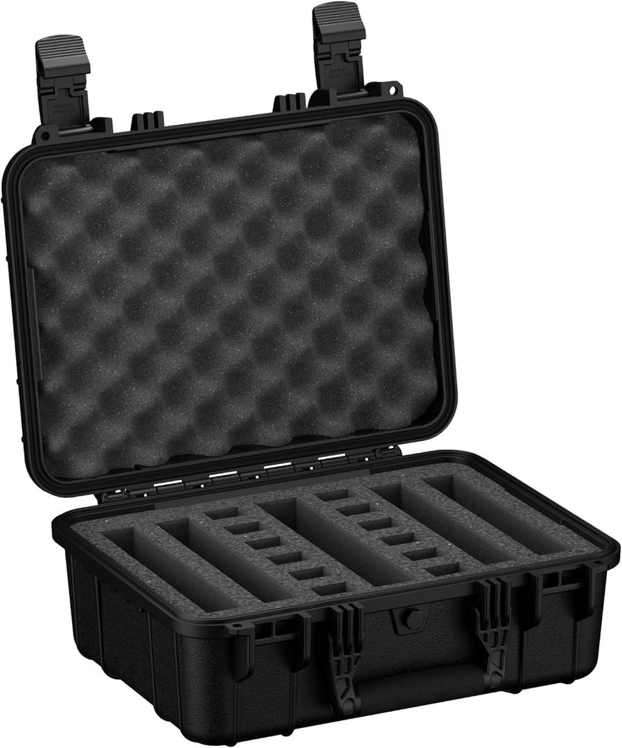 Condition 1 16" Medium Waterproof Hard Gun Case, Model 179, 4 Pistol Slots 12 Mags, TSA Approved Lockable Firearm Storage Case, IP67 Waterproof, Made in USA, 16"x13"x6.86" (Black)