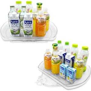 360 Rotating Lazy Susan Turntable - Multifunctional Rectangular Organizer for Refrigerator, Cabinet, Pantry, and Kitchen Countertop (15.2" x 11.4", 2 Pack)