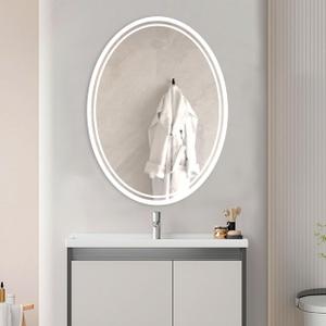 36 X 28 Inch Oval LED Bathroom Mirror Anti-Fog Wall Mounted Lighted Bathroom Vanity Mirror Smart Makeup Mirror 3 Colors Light Dimmable Touch Switch