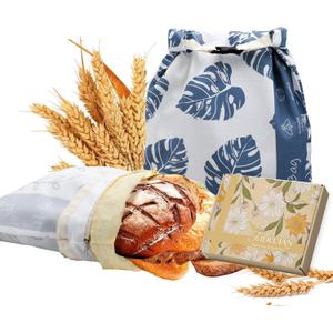 2 Pack Beeswax Bread Bags for Sourdough,Reusable Bread Bag for Homemade Sourdough,Food Grade Cotton Beeswax Bags,Large Capacity and Portable,Washable,Refrigerable,Gifts for Bakers (Zipper) (Leaf pattern)