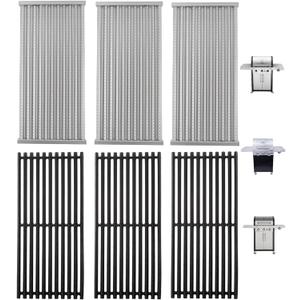 G466-2400-W1 17'' Stamped Infrared Emitters& G474-0017-W1 Grill Grates for Charbroil Grill Replacement Parts Charbroil Tru-Infrared 3-Burner 463367016 463242516 463242515 463243016 466242515 463367516