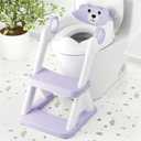 COOSEYA Toilet Seat, Potty Training Seat for Toddler, Upgraded 2-in-1 Potty Toilet Training for Boys and Girls,Waterproof Cushioned Mat with Non-slip Step Stool(Purple)