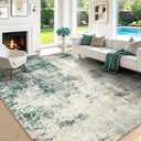 Washable Area Rug Living Room Rugs 9x12 - Neutral Modern Abstract Rugs Soft Carpet with Non Slip Backing for Under Dining Room Table, Bedroom, Home, Office, Dorm - Gray Green