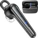 New bee Bluetooth Earpiece Wireless Bluetooth Headset for Cellphone with 500mah Charging Case LED Battery Display, V5.1 Dual Mic Noise Cancelling Single Ear Hand-Free Headset for Office Call