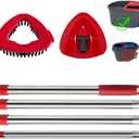 Spin Mop Head Replacement Base, Mop Handle Compatible EasyWring - Include 4-Section 30-59in Handle, 1 Cover and 1 Scrubber