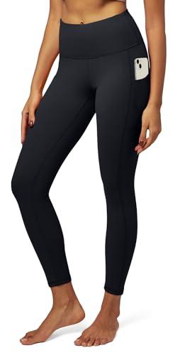 IUGA High Waist Yoga Pants with Pockets, Leggings for Women Tummy Control, Workout Leggings for Women 4 Way Stretch Black, Size large