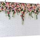 7X5FT White Brick with Flowers Backdrop Occasions Mother's Day Wedding Bridal Shower Birthday Party Banner Background Supplies DH-357