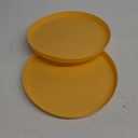 PATIKIL 11" Restaurant Serving Trays, 2 Pcs Round Non-Slip Food Service Tray Platter Reusable Plastic Fast Food Serving Tray for Bar Coffee Home Cafeteria Hotel, Yellow