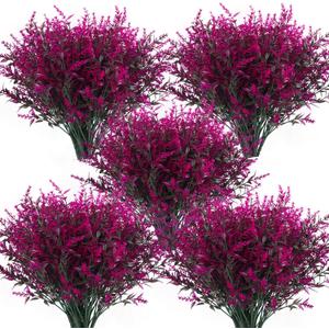 RECUTMS Artificial Faux Plants Flowers Outdoor Spring Decoration,Artificial Plants Outdoor Artificial Flowers for Outdoors UV Resistant for Outside Home Planter Porch Patio Window Yard Decor(Fuchsia)