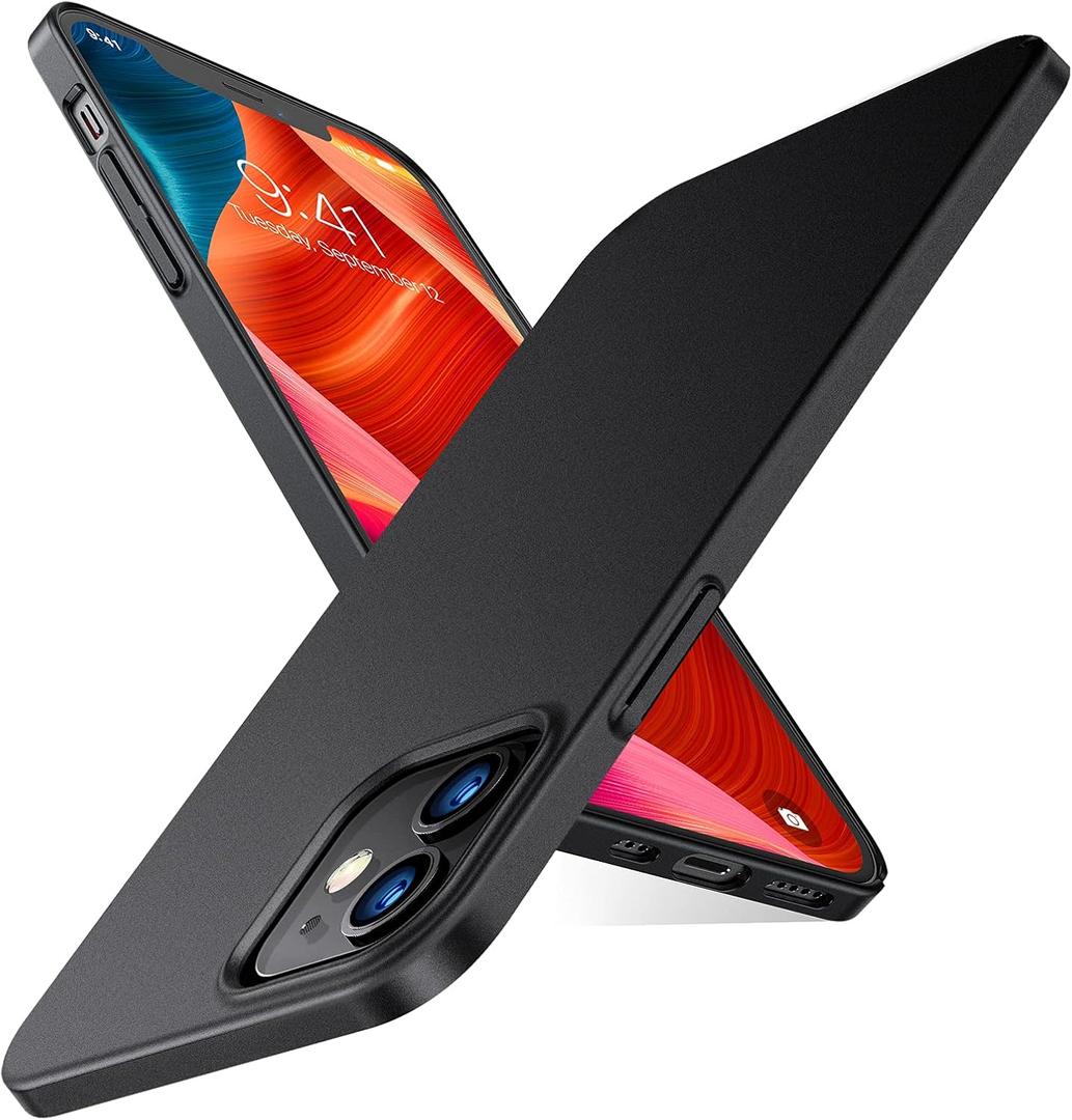TORRAS Slim Fit Compatible for iPhone 12 Mini Case, Ultra-Thin Lightweight Full Protection Hard PC for iPhone 12 Mini Phone Case with Comfortable Grip 5.4 inch 2020, Space Black