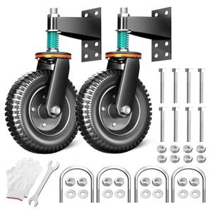 8 Inch Heavy Duty Gate Wheel, 750 lb Capacity, Fits Metal Tube Gates and Wooden Gates, 360 Swivel Spring-Loaded Caster. Gate Wheel for Smooth Operation. Equipped with Installation Tools, 2 Pack
