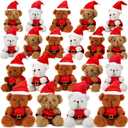 Liliful 20 Pcs Mini Christmas Plush Bear Toys Christmas Stuffed Animals Bear Bulk with Xmas Hat and Clothes Small Xmas Stuffed Plush Toy Bears for Xmased Holiday Birthday Party Decorations Gifts