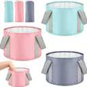 3 Pieces Collapsible Portable Foot Soak Tub Soaking Foot Basin Multifunctional Foldable Bucket Washing Camping Pedicure Bowl Outdoor Water Container for Fishing Hiking Spa Travel, 3 Colors, 14 L