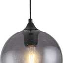 Pendant Lights Kitchen Island Lighting Modern Globe Hand Blown Glass Pendant Light Ceiling Hanging Light fixtures for Kitchen Island Bedroom Living Dining Room Light Fixture,11.8in (11.8 Inch)