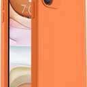 Vooii Compatible with iPhone 11 Case, Upgraded Liquid Silicone with [Flat Edges] [Camera Protection] [Soft Anti-Scratch Microfiber Lining] Phone Case for iPhone 11 6.1 inch - Bright Orange